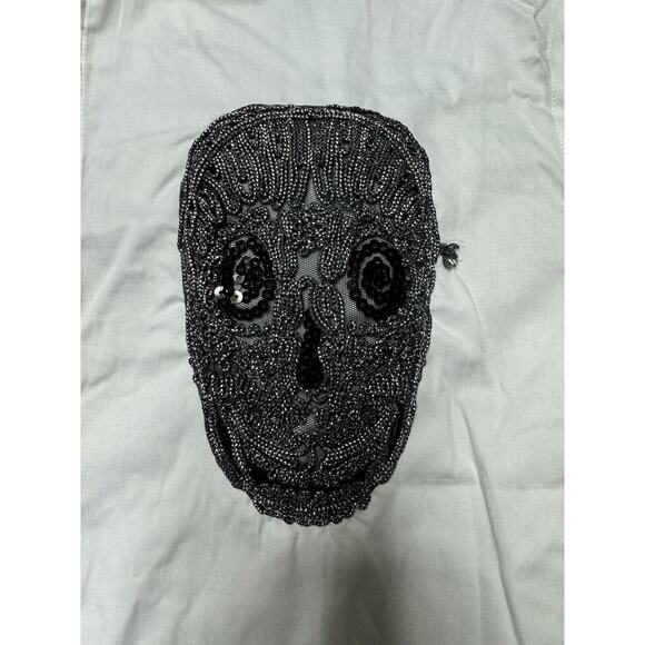 NWT Barabas Men's LS White & Black Skull Button Up Dress Shirt - Size M - Picture 4 of 9